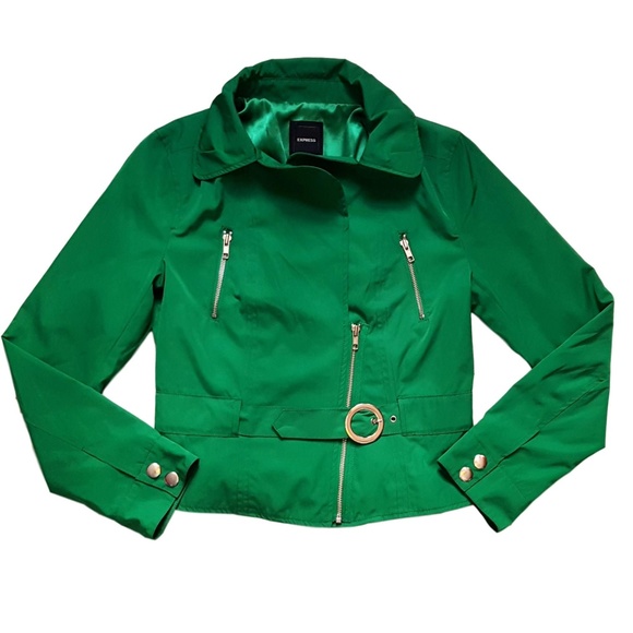 Express Green Moto Rain Jacket Jackets Coats